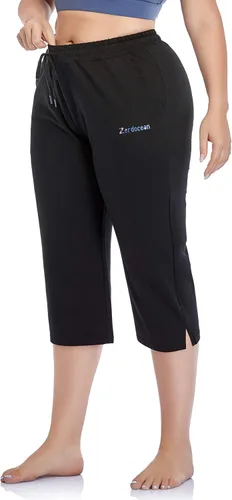 Vista 3 de ZERDOCEAN Pantalones cortos de yoga para mujer, talla grande, para interiores, con bolsillos y cordón