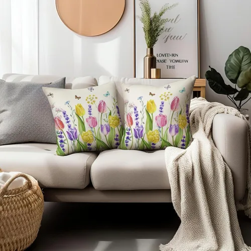 Vista 60 de Juego de 2 fundas de almohada de 16 x 16 pulgadas, diseño patriótico de bandera estadounidense con estrellas para exteriores, estilo casa de campo
