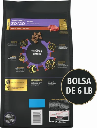 Vista 8 de Purina Pro Plan Sport Performance 30/20 - Alimento seco para perros con fórmula de carne de res y bisonte, bolsa de 6 libras