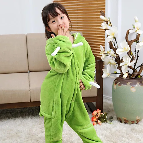 Vista 5 de Plustrong Pijama de una sola pieza para niños, disfraces de Halloween para niños y niñas, enterizo de franela de animales, disfraces de Halloween
