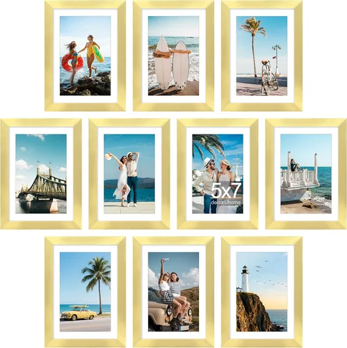 Vista 72 de decorUhome Paquete de 10 marcos de fotos de 4 x 6 pulgadas, decoración de Dorado