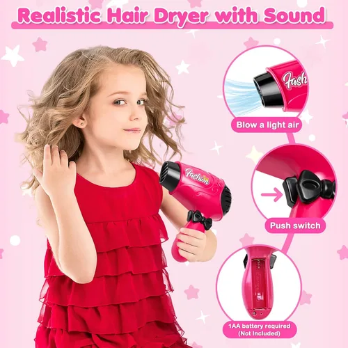 Vista 5 de Juguetes para niñas, juego de peluquería para niñas pequeñas, accesorios de muñeca, juguetes de peluquería para niños, juguetes para niñas de 3, 4