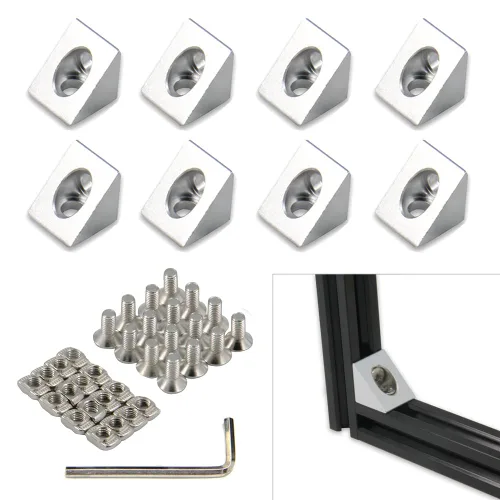 Vista 11 de Soporte de esquina angular de aluminio 2020 con tornillos M5x10mm y tuercas en T para perfil de extrusión de aluminio de la serie 2020 de 0.236 in