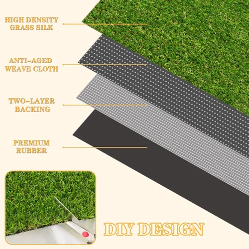 Vista 6 de FREADEM Alfombra de césped artificial de 3 x 3 pies, tapete de césped artificial realista con drenaje, césped para interiores y exteriores