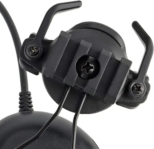 Vista 3 de Auriculares tácticos para casco de disparo, protección auditiva, amplificación de sonido, reducción de ruido, orejeras con micrófono desmontable