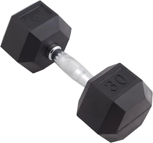 Vista 9 de Body Sport Mancuerna hexagonal con revestimiento de goma, individual – Mancuernas para ejercicios – Equipo de entrenamiento de fuerza – Accesorios