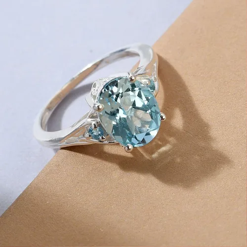 Vista 3 de Compra hermosos anillos de compromiso LC para mujer, piedra de topacio azul, plata de ley 925, piedra natal de amor, Metal, Topacio