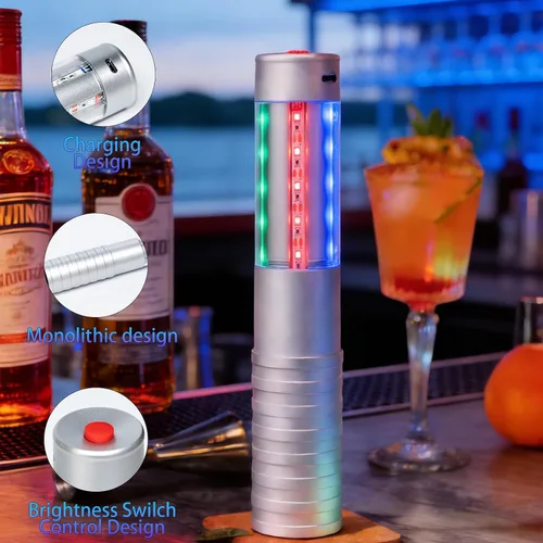 Vista 2 de Luces LED estroboscópicas para botella de servicio para niña, baton, reutilizable, recargable, servicio LED, champán, 2 piezas para bar, club