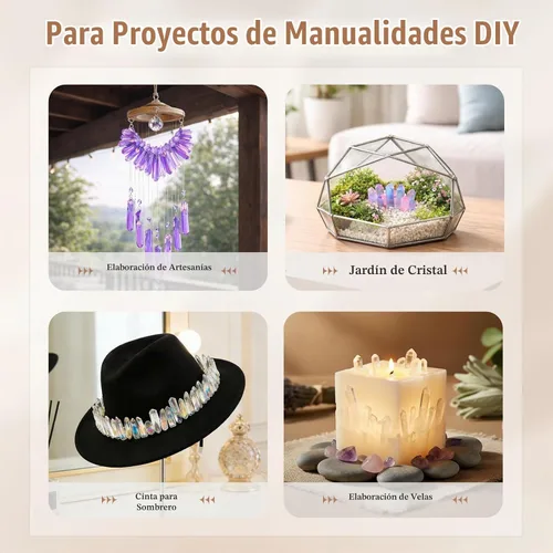 Vista 3 de mookaitedecor Cuentas sueltas de cristal de cuarzo de roca con revestimiento de titanio, puntas de cristal, púas, perforadas en la parte superior