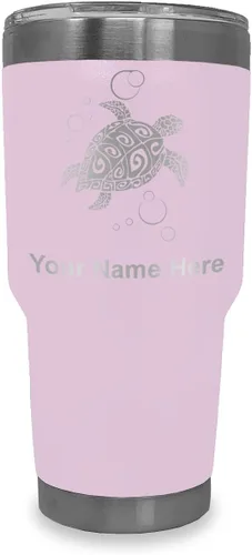 Vista 17 de LaserGram Vaso aislado al vacío de 20 onzas, tortuga marina hawaiana, grabado personalizado incluido (morado claro)