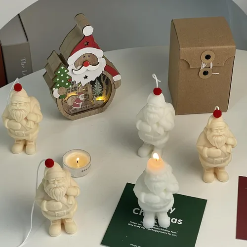 Vista 5 de Molde de vela de silicona de Papá Noel 3D de Navidad DIY de yeso de Navidad de resina de jabón de hielo molde de vela herramienta de fabricación