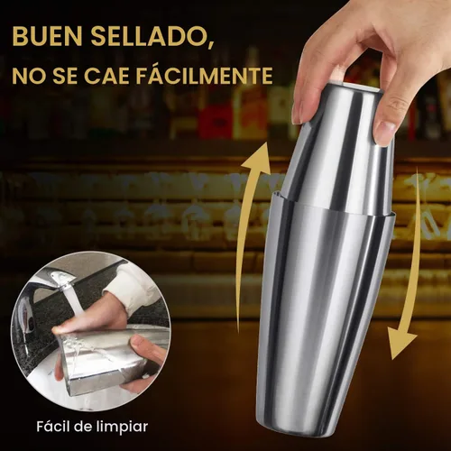 Vista 5 de Juego de coctelera, kit de camarero de 16 piezas, coctelera, accesorios de barra de acero inoxidable, juego de cola de coktail, coctelera boston