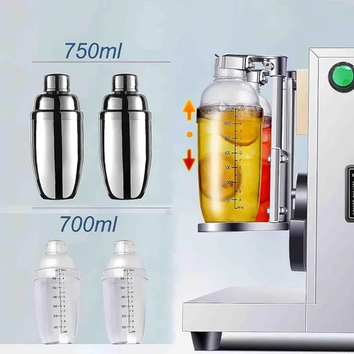 Vista 6 de TECHTONGDA Máquina comercial de coctelera de té con leche, máquina profesional de acero inoxidable de doble marco automático de té de burbujas