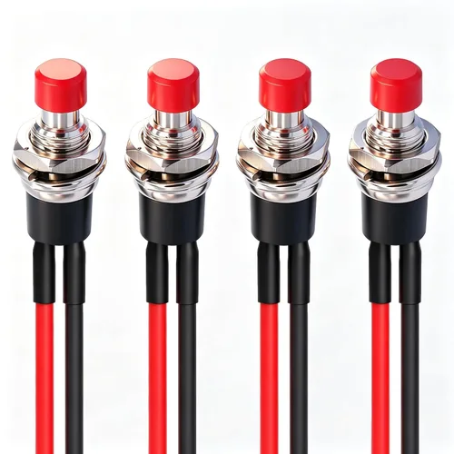 Vista 24 de Twidec /6 unids interruptor de botón momentáneo de 0.472 in agujero de montaje de 1/2 "encendido apagado mini redondo impermeable negro con cables