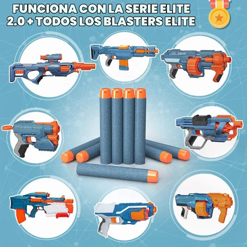 Vista 4 de AMOSTING Paquete de munición de 100 balas de repuesto compatibles con pistolas Nerf N-Strike Elite 2.0 Series – Compatible con todas las pistolas