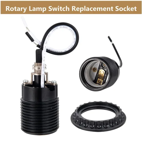 Vista 2 de TWDRTDD US E26 - Enchufe de fijación con rosca fenólica (Bakelita), base media con cable de 3.9 pulgadas, soporte de lámpara estándar TWDRTDD US E26