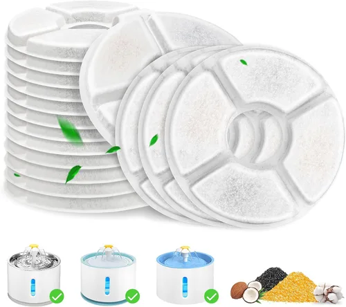 Vista 8 de Repuesto de filtro de fuente de agua para gatos, 4 filtros de fuente de gato de 5 pulgadas de diámetro con sistema de 3 filtraciones, filtros