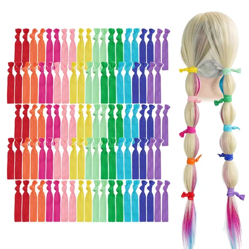 Vista 42 de MEEDEE Paquete de 100 lazos para el cabello, color negro, sin pliegues, nudos suaves para mujeres, sin daño, adecuado para colas de caballo, yoga