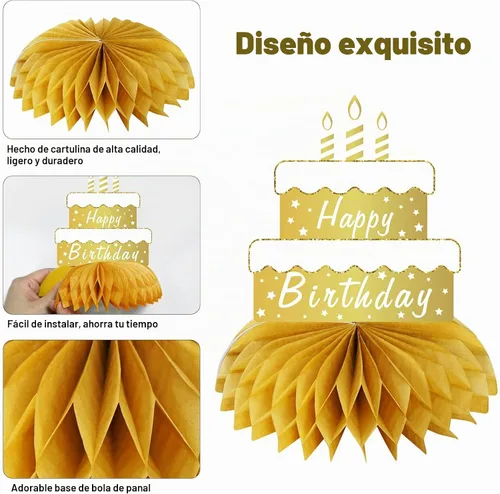 Vista 5 de Decoraciones de mesa de feliz cumpleaños, decoraciones de cumpleaños