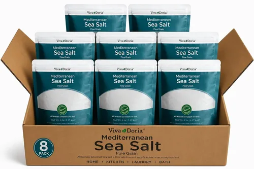 Vista 7 de Viva Doria Sal marina mediterránea, grano fino, 5 lb