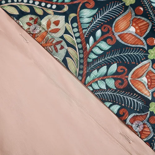 Vista 4 de Eikei Home Edredón de lujo de estampado de Medallón de Damasco Boho cachemira, Juego de Ropa de Cama de 400 Hilos de Algodón Egipcio de Satén