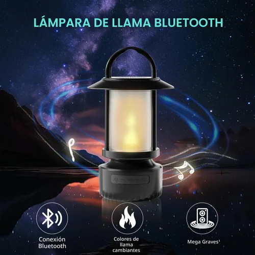 Vista 4 de Impermeable Bluetooth Camping Linterna Altavoz. (Negro)