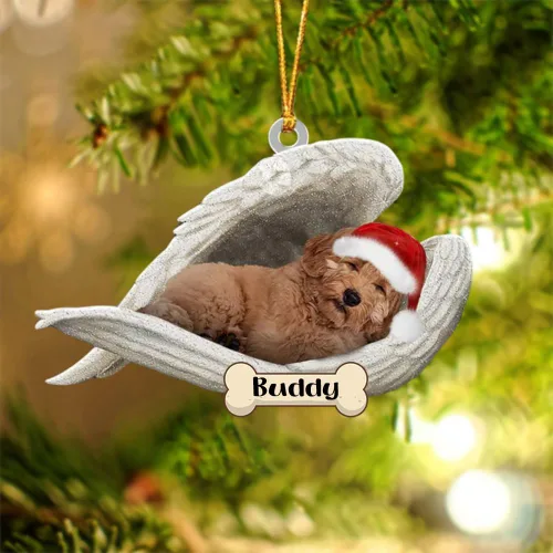 Vista 15 de Afghan Hounds - Adorno de Navidad con alas de ángel durmiente, recuerdo personalizado para perros 2024, adorno de forma acrílica, regalos