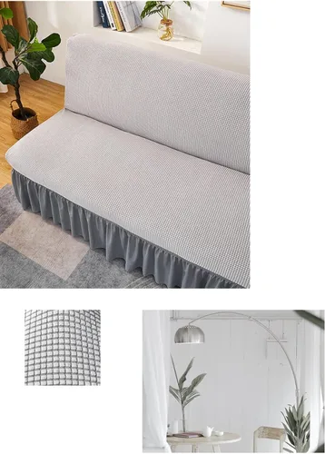 Vista 6 de Funda para sofá, funda de sofá sin brazos, protector elástico para sofá cama con falda, funda de futón para sala de estar, protector de muebles