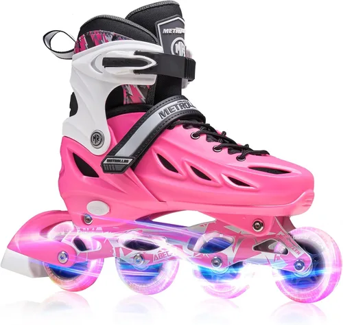 Vista 9 de METROLLER Patines en línea para niñas y niños, mujeres, hombres, 4 tallas ajustables, patines en línea con ruedas que se iluminan, patines