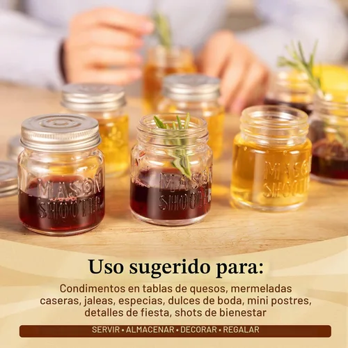 Vista 6 de Hayley Cherie - Frascos de vidrio pequeños con tapa, frascos pequeños para tragos, de 2 onzas, 8