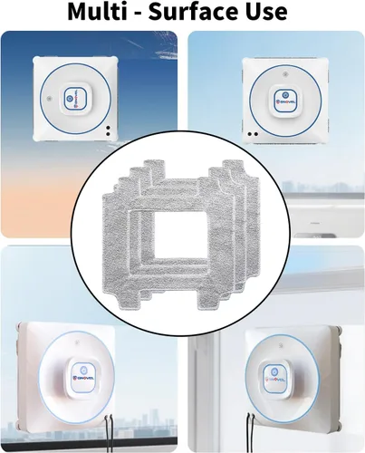 Vista 9 de Paquete de 12 almohadillas de limpieza de repuesto para robot de limpieza de ventanas YW336 Almohadillas de microfibra reutilizables Lavable