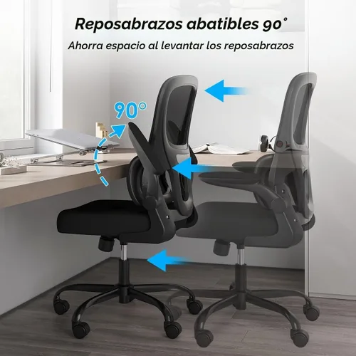 Vista 7 de Soohow Silla de oficina, ergonómica de malla con soporte lumbar, cómoda silla de escritorio giratoria para computadora con reposabrazos abatibles