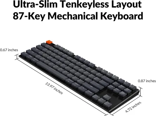 Vista 8 de Keychron K1 Tenkeyless Layout - Teclado mecánico inalámbrico BluetooUSB con cable para Mac Windows con interruptor óptico de menta de perfil bajo