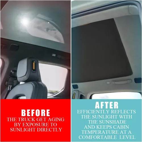 Vista 5 de BestEvMod Parasol plegable para techo Rivian R1T de 2 capas, cubiertas reflectantes para techo corredizo bloquea el deslumbramiento, rayos UV