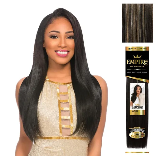 Vista 14 de Sensationnel - Cabello humano Empire Yaki, tejido sin enredos para un tejido rápido y estilo cosido para conseguir reflejos artificiales, paquete