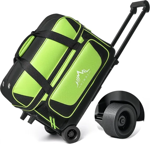 Vista 9 de GoHimal Bolsa de bolos de doble rodillo para 2 bolas con compartimento separado para zapatos de boliche (hasta talla 15 de hombre de EE. UU.) y Negro