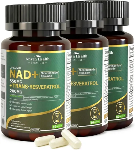 Vista 10 de Suplemento liposomal de resveratrol NAD+ - Alternativa NMN con trans-resveratrol, quercetina y fisetina - NAD Plus Booting para mujeres y hombres