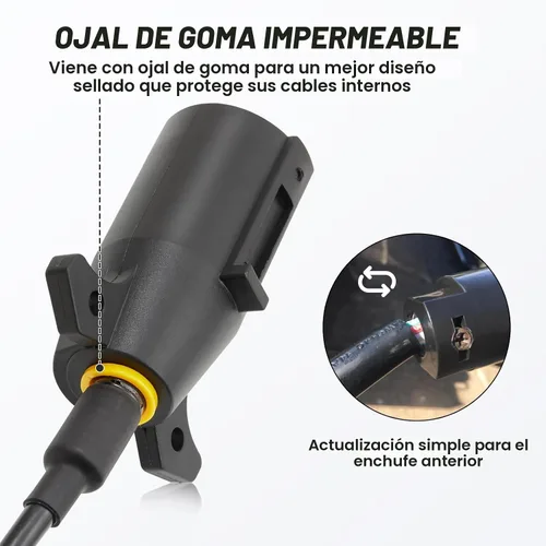 Vista 6 de MECMO Enchufe de Remolque RV de 7 Pines con Empalme de Reemplazo del Lado del Remolque Extremo Macho de 7 Vías Redondo Estilo RV Conector de Arnés