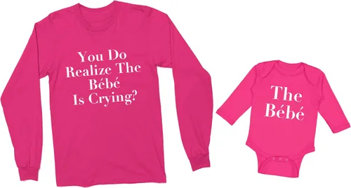Vista 2 de You Do Realize The Bebe is Crying The Bebe - Camisetas familiares de manga larga a juego con parodia de programa de televisión