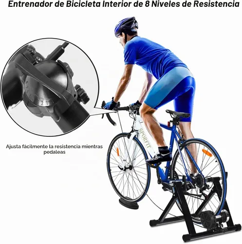 Vista 4 de Soporte de bicicleta de interior para ejercicio, convertidor de bicicleta estacionario de reducción de ruido, entrenador de bicicleta de resistencia