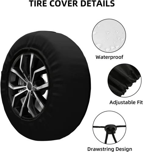 Vista 3 de Stop Screaming I'm Scared Too - Fundas para ruedas impermeables universales para neumáticos de repuesto para remolque, SUV, RV, automóvil, camión