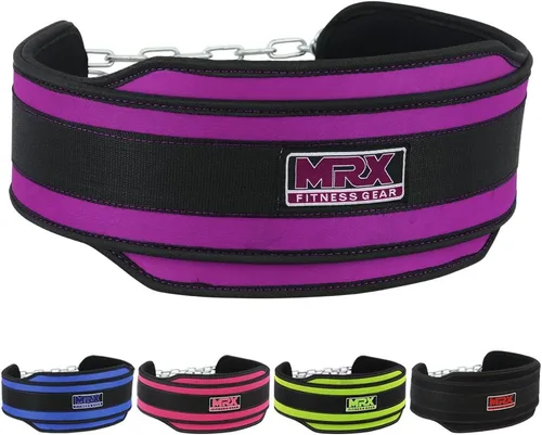Vista 5 de MRX - Cinturón de levantamiento de pesas con cadena de metal para ejercicio y fitness