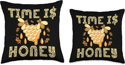 Vista 3 de Nature Cute Natural World Bears Forest Zoo Time is Honey Bees Lover Beekeeper Insects Apiology Joke Throw Pillow, 16x16, Multicolor