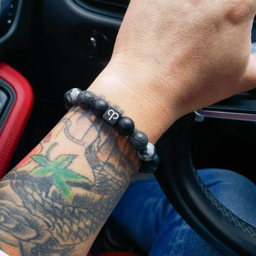 Vista 5 de Pulsera del zodiaco para hombre de 0.394 pulgadas (0.394 in) con piedras semipreciosas naturales, pulsera de cuentas de chakras, signo de estrella