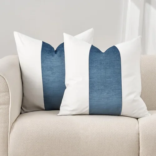 Vista 10 de EVERGRACE x Kinsey Walsh Fundas de almohada de panel de terciopelo de algodón de firma, juego de 2, fundas de almohada decorativas de 20"x20