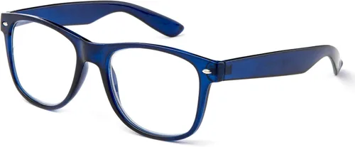 Vista 12 de Gafas de lectura de marco grande para hombres y mujeres, cómodos y elegantes anteojos de lectura simples Paquete de 3 - Azul con 1 cordón