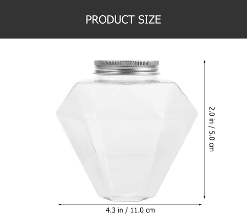Vista 2 de Kichvoe Botellas de plástico transparente con forma de diamante con tapas, botellas de bebidas multiusos de 17 onzas para almacenamiento de jugo