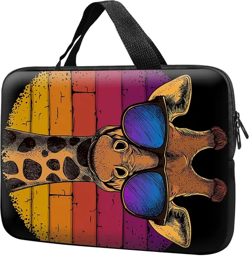 Vista 9 de Funda para laptop con asa de 10 pulgadas, impermeable, diseño de lentes de sol de alpaca, funda para computadora compatible con MacBook Air, Pro