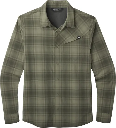 Vista 2 de Outdoor Research Astroman - Camiseta de manga larga para hombre Protección UPF 50 ligera, Cuadros Fatiga