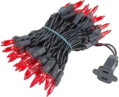 Vista 8 de Novelty Lights Mini luces incandescentes amarillas de 11 pies, 50 bombillas, cable negro Traditional Bulbs with 2.5 Inch Spacing, Commercial Grade